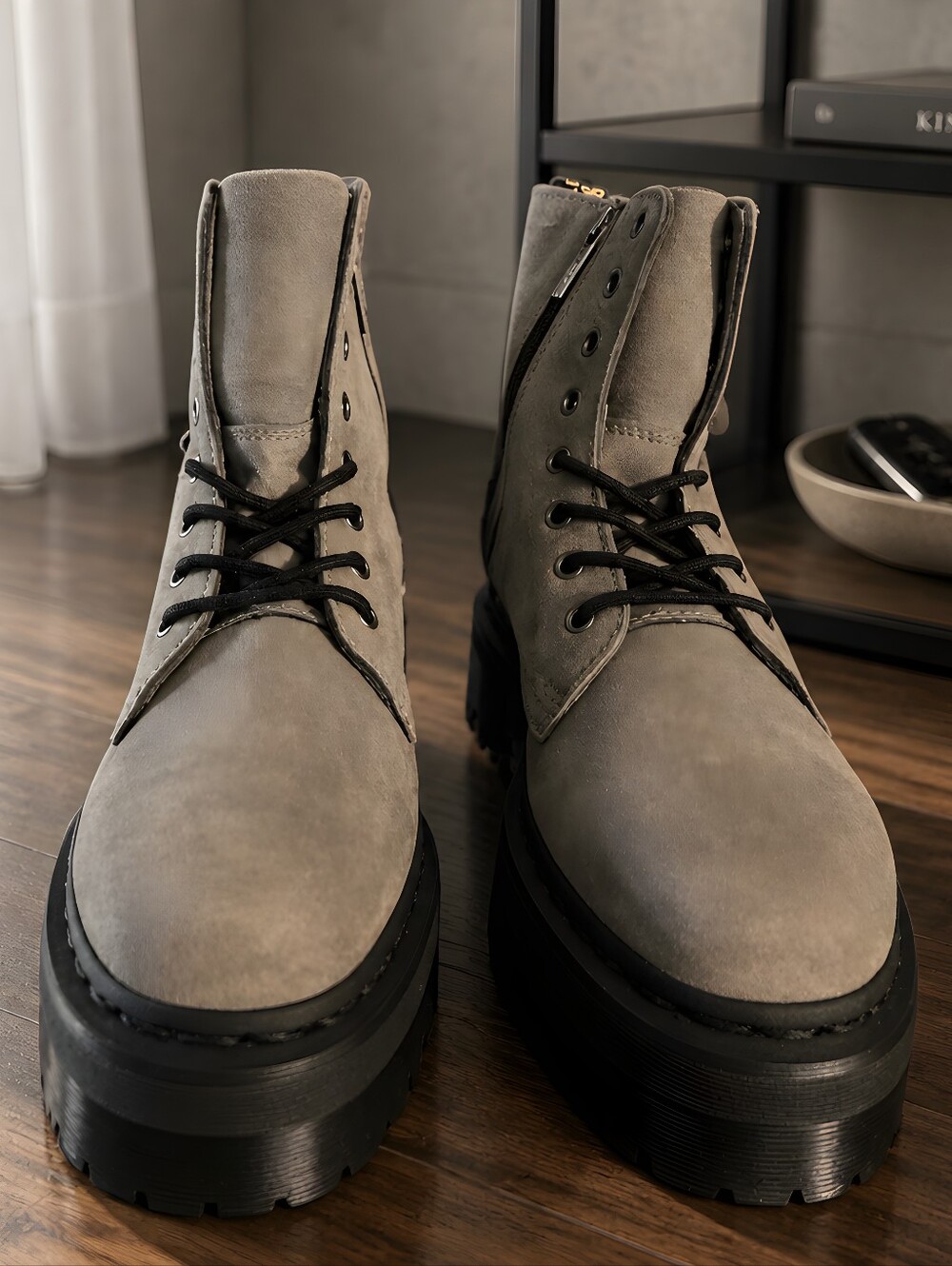 Jadon Milled Nubuck Lace-Up Boots in Nickel Grey - Unisex